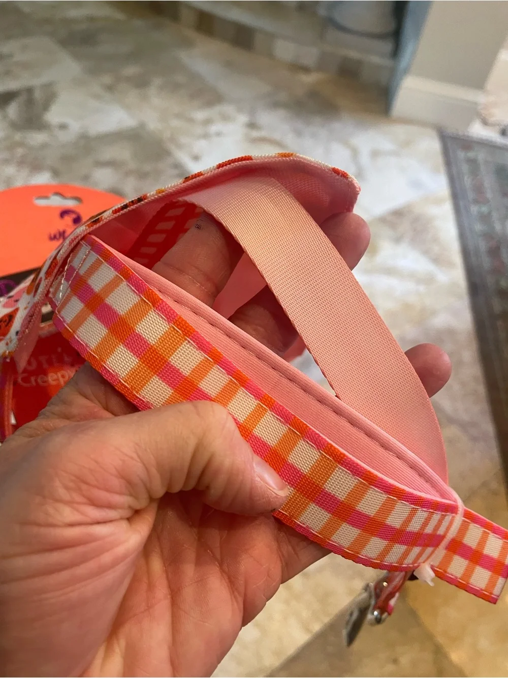 NWT!   Halloween Pumpkin Heart Dog Bandana Leash Set - Pink & Orange.